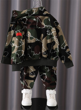 儿童迷彩服套装男童当兵解放衣服