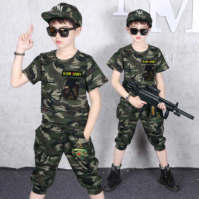 男童迷彩服套装夏解放当兵衣服帅图片