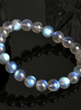 天然灰月光手串高货透体水晶手链