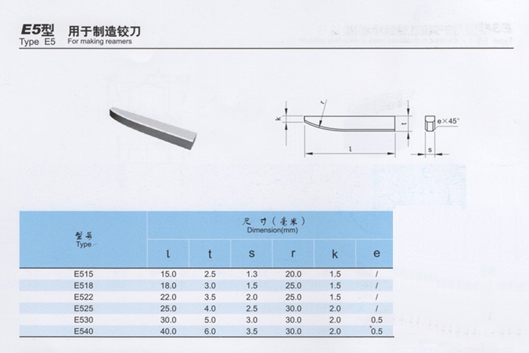 长城硬质合金铰刀焊接刀头机用刀片E525 E530 E515 E518/YT5 YW2