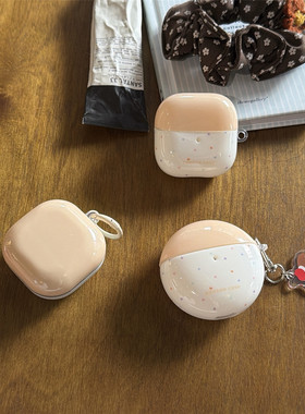 奶黄色波点适用华为 freebuds 7i耳机壳新款FreeClip2耳机壳Freebuds se3无线蓝牙5i耳机壳三星budsLive pro3