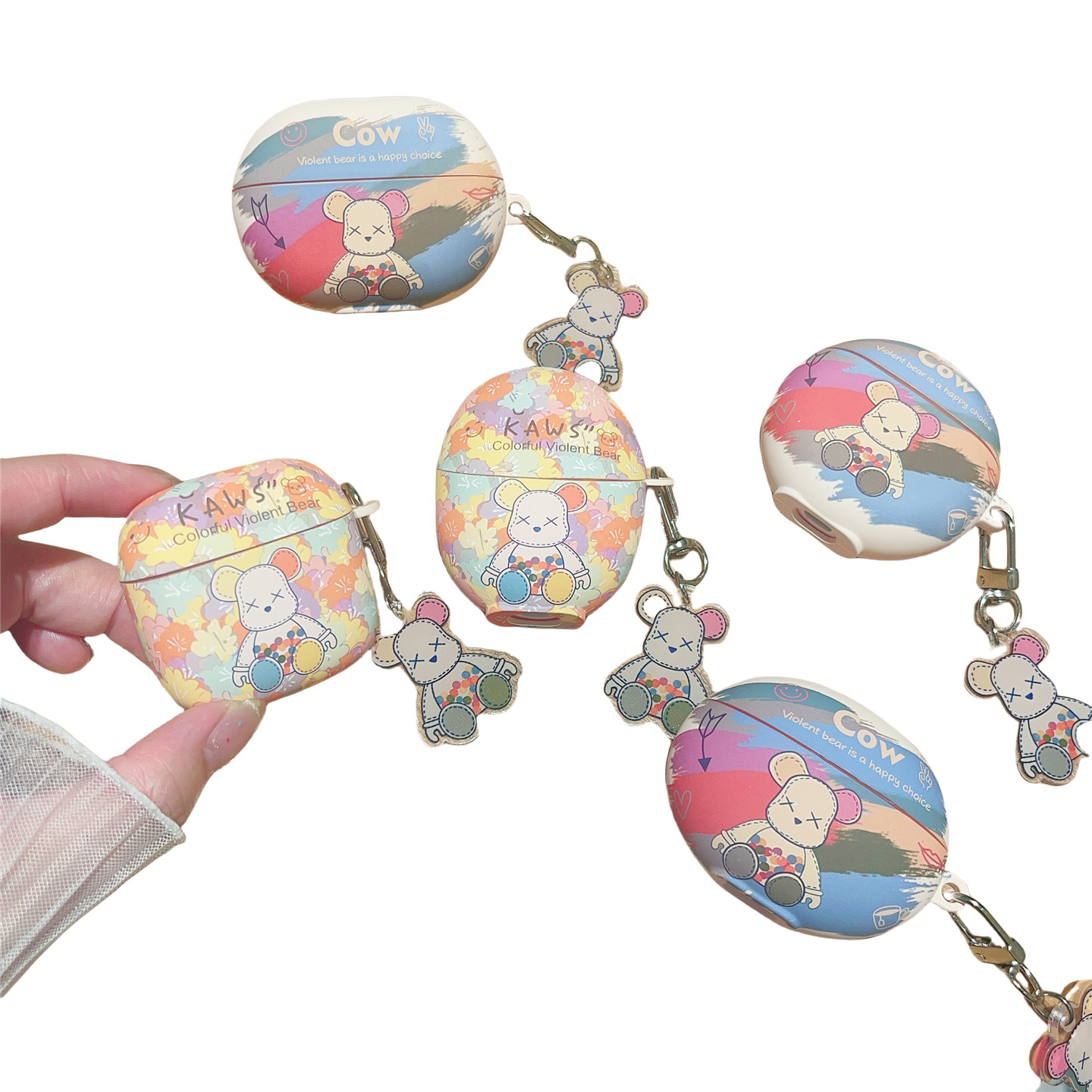 彩虹涂鸦暴力熊华为耳机保护套