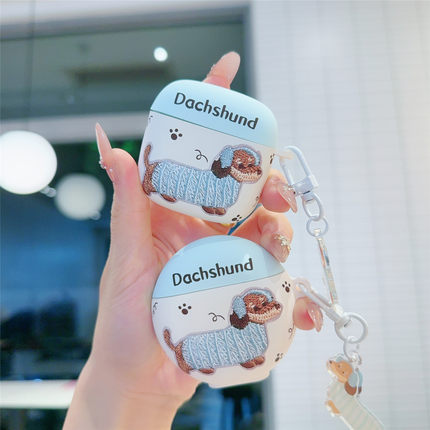 卡通毛衣腊肠狗适用华为耳机保护套freebudspro3新款蓝牙freebud7i磨砂4e软壳clip2耳夹无线华为buds5至臻版6