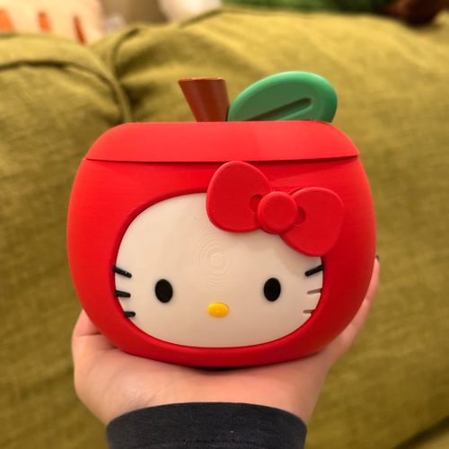 Kitty圣诞3D打印苹果造型储物盒家用客厅创意可爱礼物