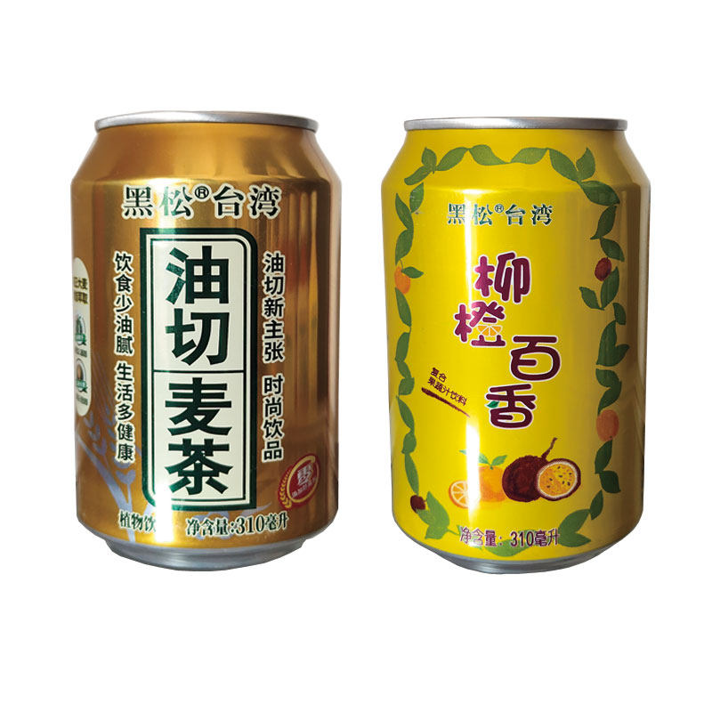 台湾黑松油切麦茶柳橙百香果饮料果汁小瓶310ml*12罐礼盒装包邮