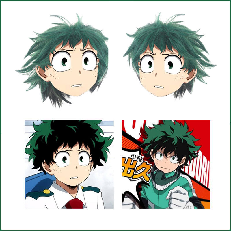 穿越家  我的英雄学院 绿谷出久 绿黑渐变 cosplay假发