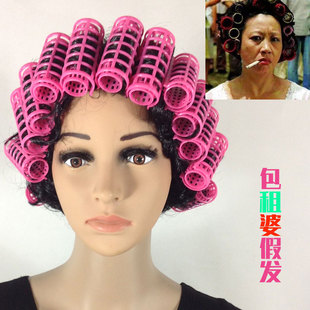 2020功夫舞台剧表演出小品假发包租婆cos假发衣服女卷发搞笑假发