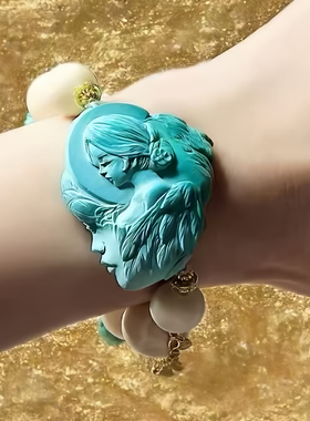 淘晶记【青青主播专拍】绿松石雕刻手链diy单圈手串直播专拍