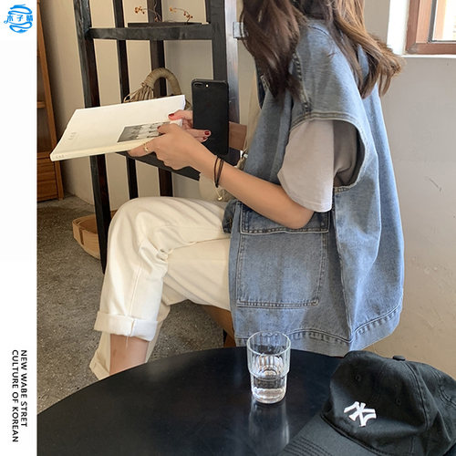 韩版宽松小个子外穿牛仔马甲女