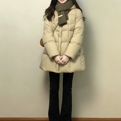 冬季中长款加厚羽绒棉服女