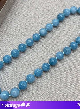 夏款冰冰凉天然石12M手工串珠蓝色项链小众颈链轻奢百搭锁骨链