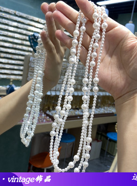 白色8mm施家珠珍珠项链复古多层气质宴会百搭叠戴轻奢施家珠项链