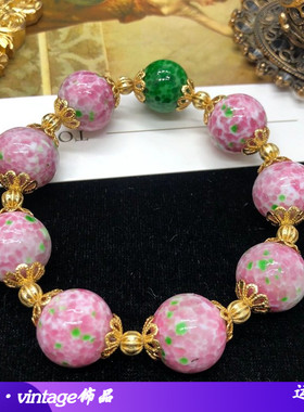 清新甜美风套装樱花粉蛙皮琉璃串