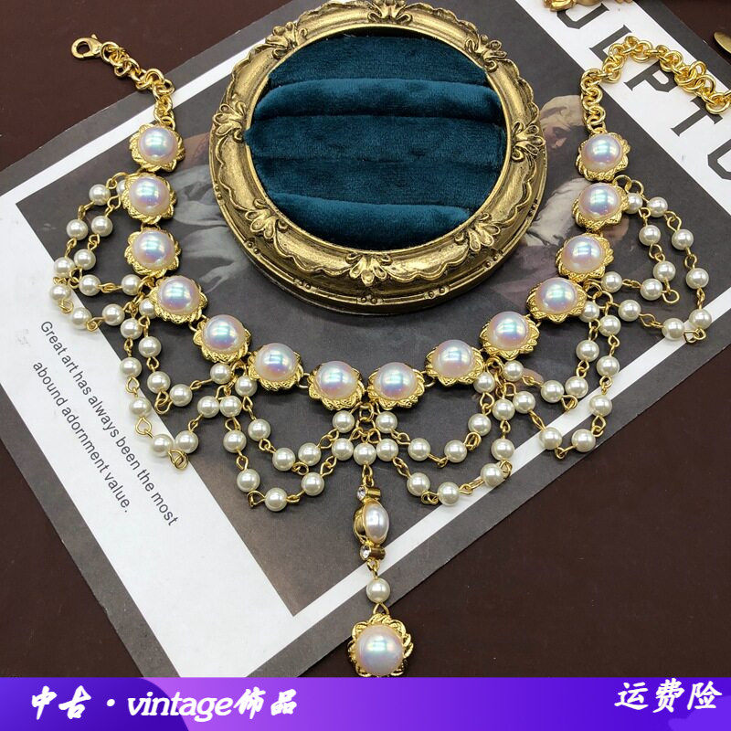 西洋项饰马彩贝珍珠吊坠项链编织