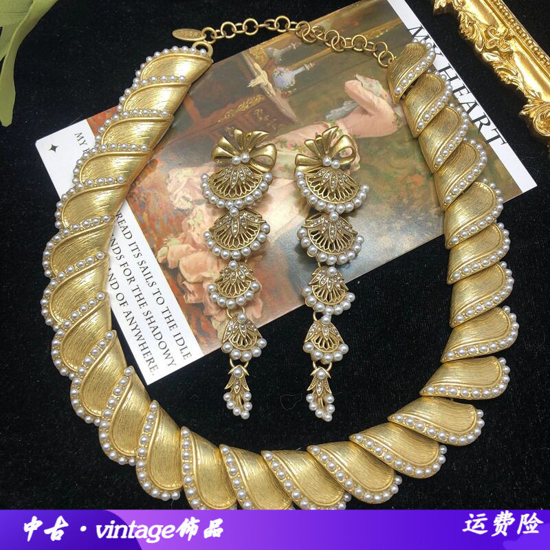 vintage复古饰品素金做旧款项链