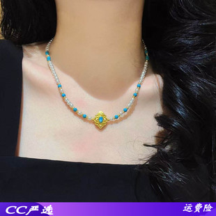 复古宫廷风秋冬冷白仿澳白baby施家珍珠项链锁骨链女