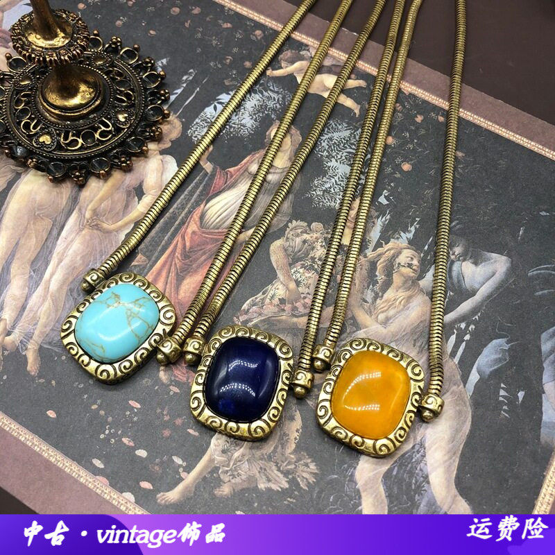 铜链镀做旧金复古风回流青金石绿
