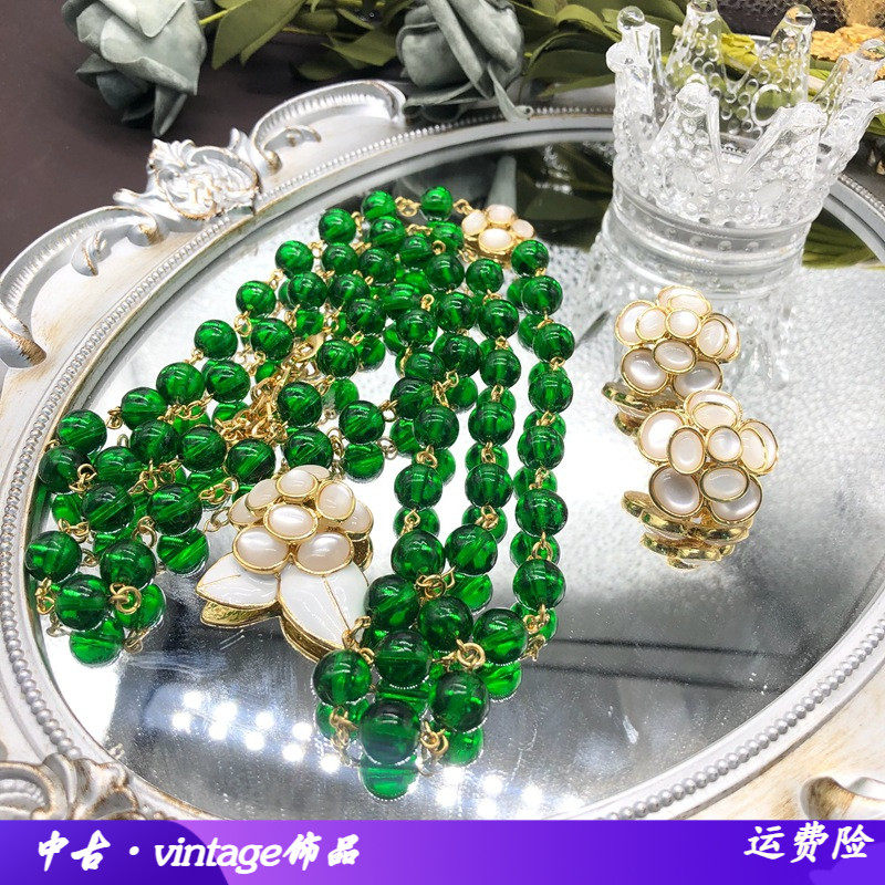 复古春夏款清新琉璃串珠毛衣链白