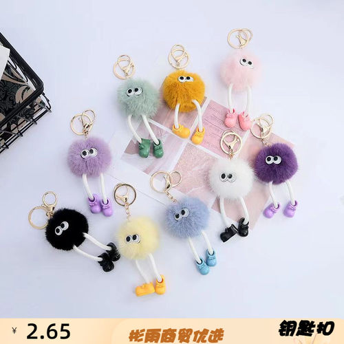 钥匙扣2024包包可爱仿水貂毛小煤