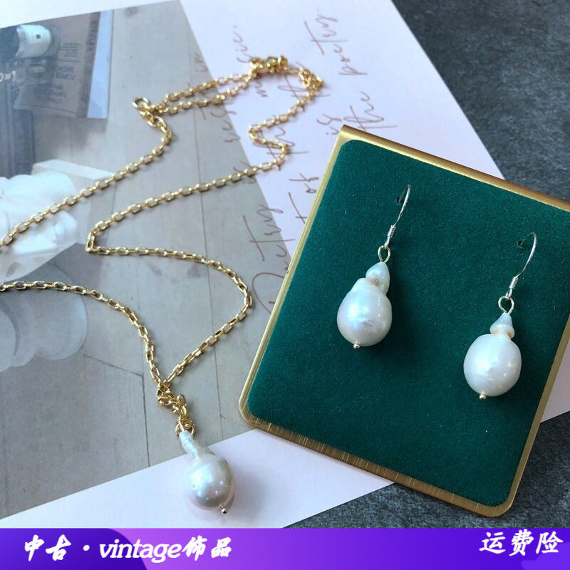 经典巴洛克珍珠银钩耳环短款电镀
