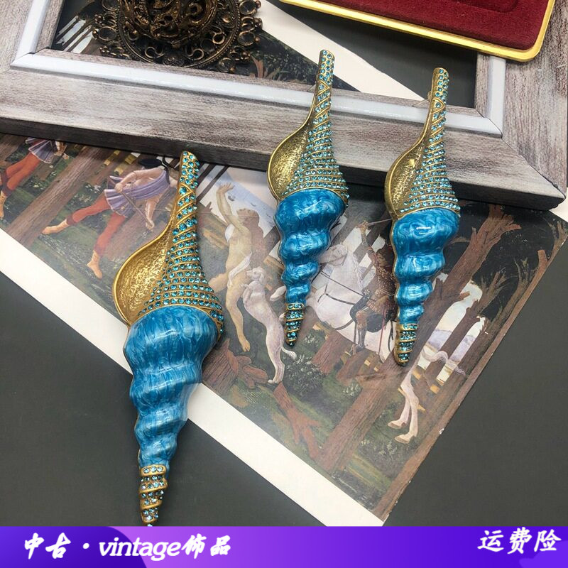 vintage中古胸针复古时尚精致蓝