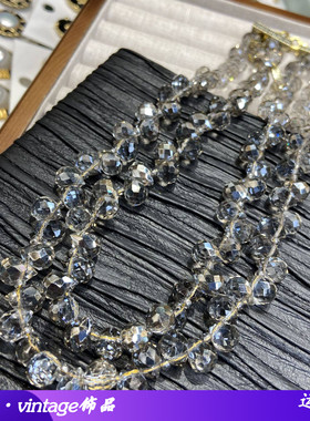 横孔高级灰色水滴草莓晶项链颈链