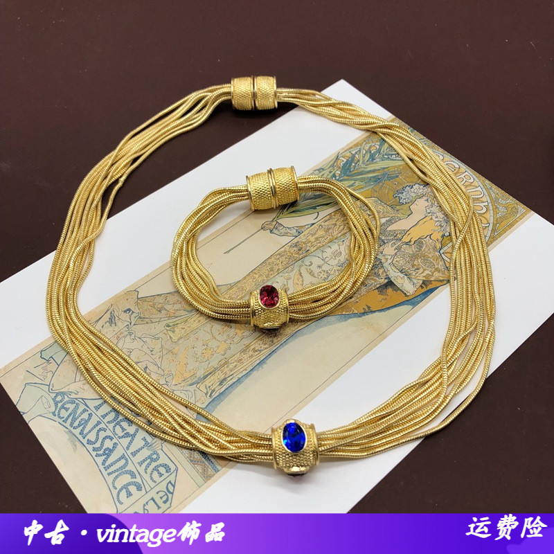 新款欧美中古vintage素金多层铜