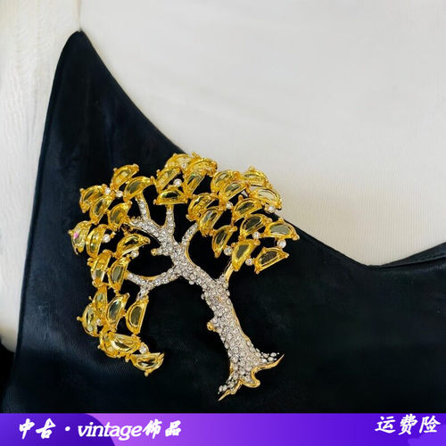 时尚新品轻奢树形胸针个性百搭镶