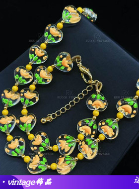 vintage高级感华丽爱心琉璃点缀