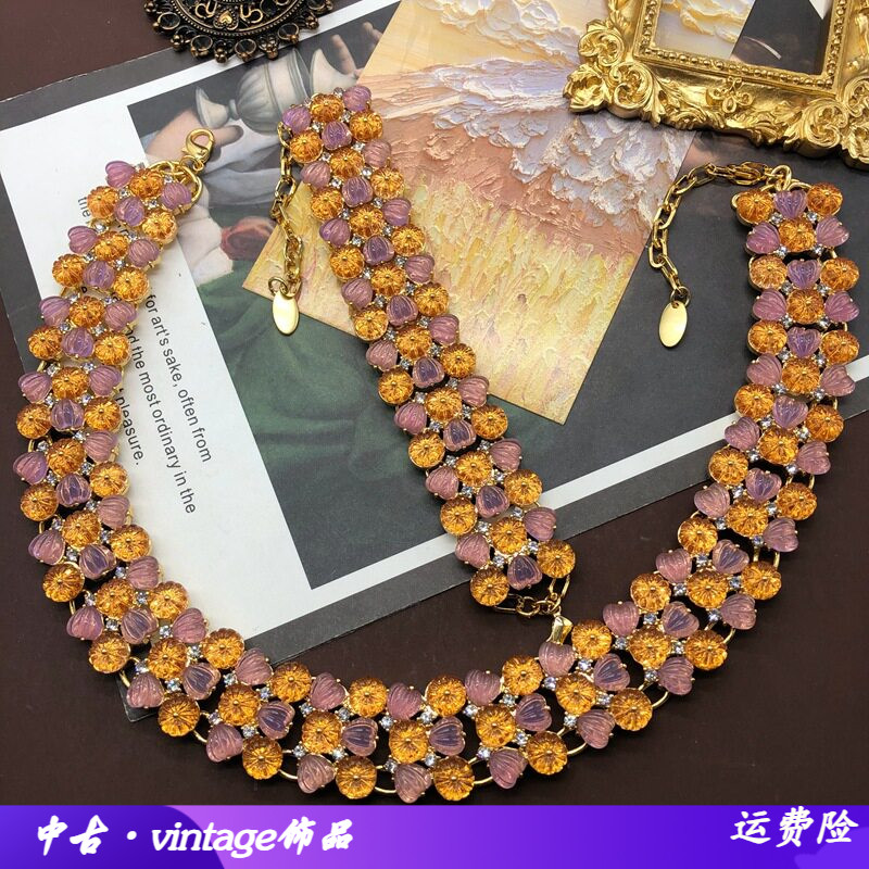 欧美复古彩色爱心花朵果冻琉璃短