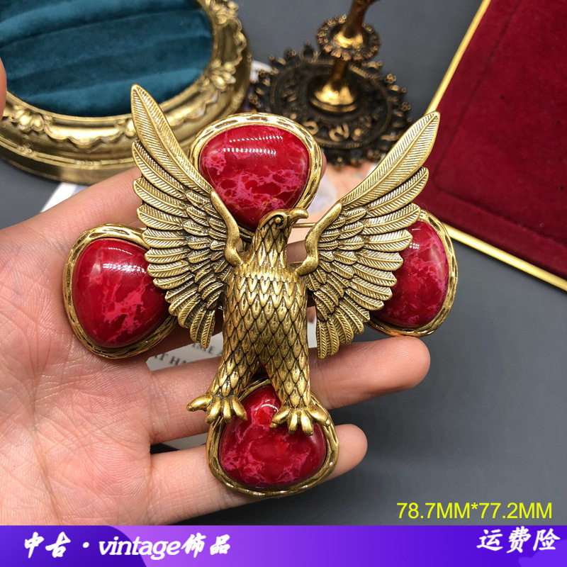 西洋古董时尚艺术复古老鹰浮雕胸
