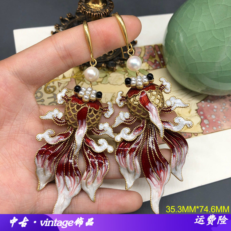 新中式国潮风耳饰彩色珐琅釉时尚