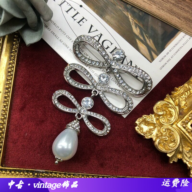 中古西洋风胸针高级感镂空结镶满