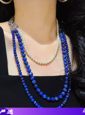 复古高品质天然青金石淡水珍珠设