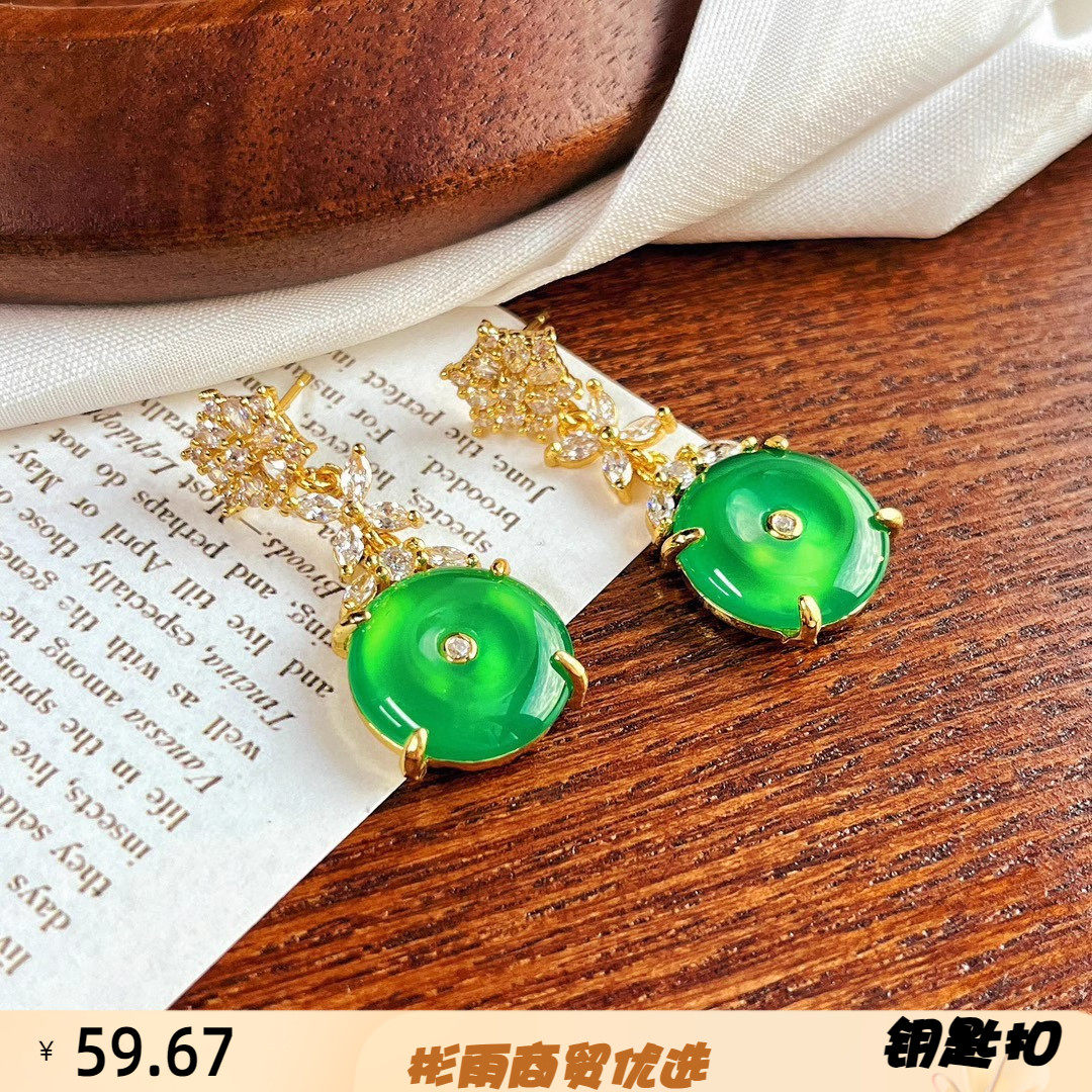 原创设计新款起光玻璃体满耳环