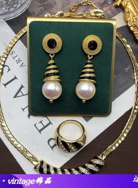 复古经典黑金系列项链镀真金镶宝