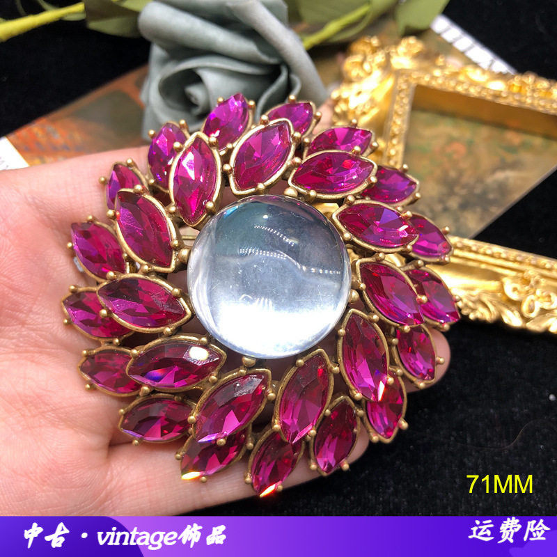 复古宫廷重工设计玫红宝石琉璃胸
