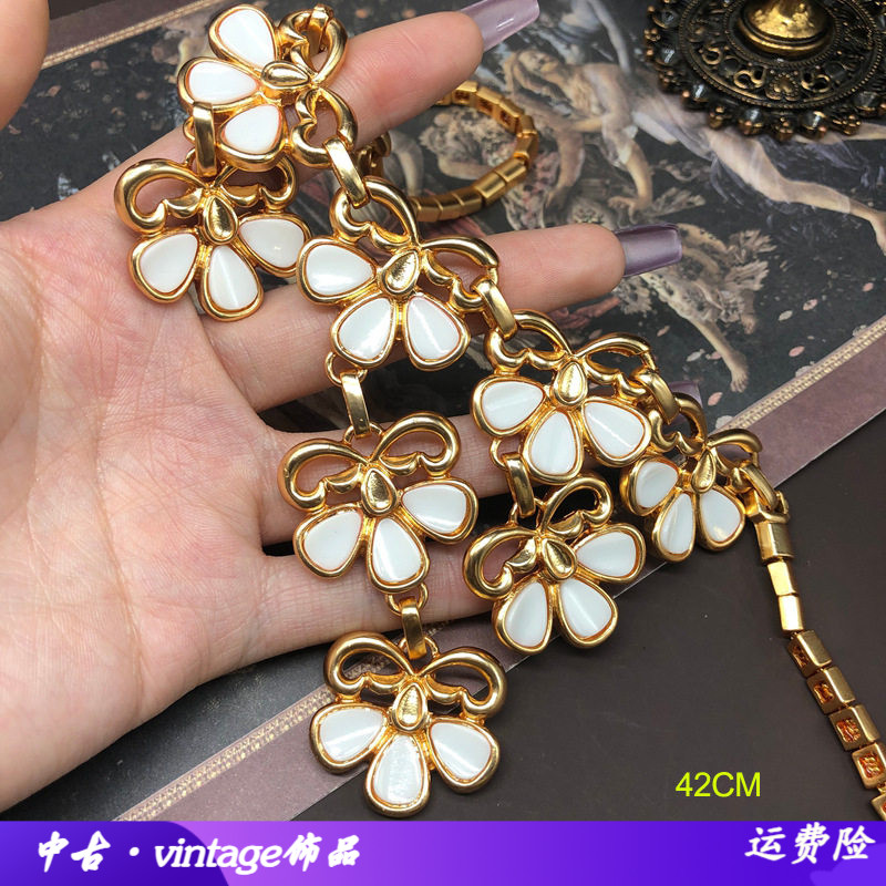 中古vintage饰品甜美风白色花朵