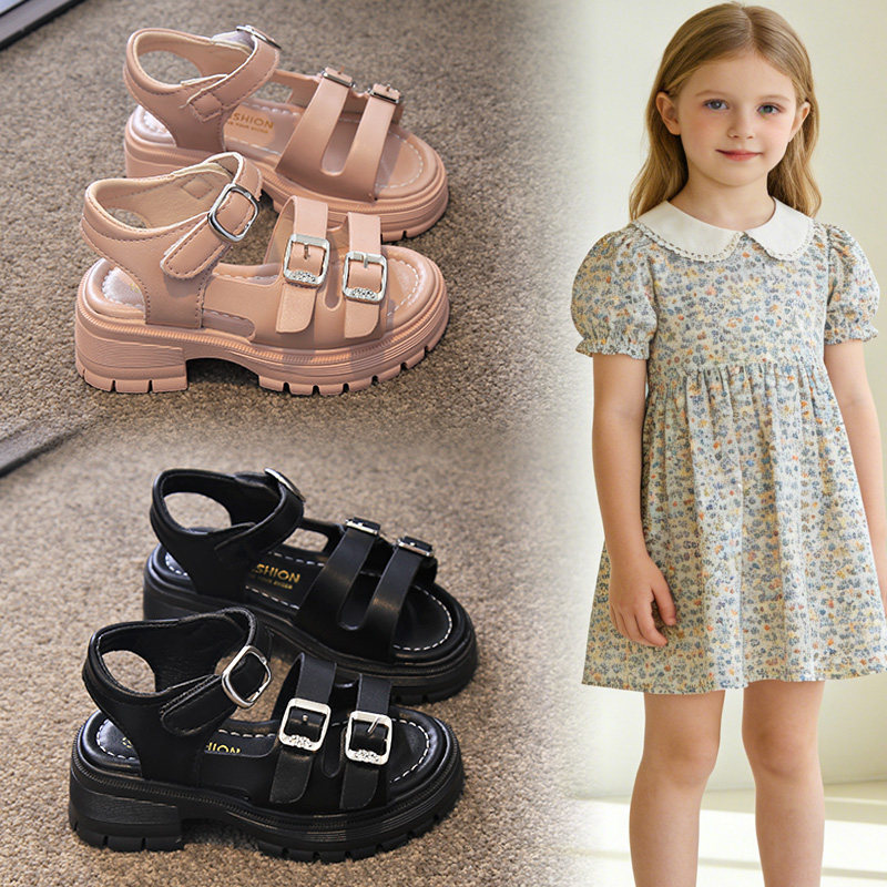 2026夏季新款女童鞋子公主风凉鞋露趾儿童沙滩鞋小女孩厚底罗马鞋,童鞋/婴儿鞋/亲子鞋,凉鞋,淘宝优惠券,粉丝福利购,淘宝优惠卷