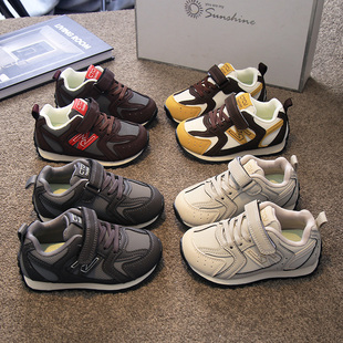 2025春秋新款儿童运动鞋时尚拼色男童阿甘鞋女童皮面休闲鞋中小童