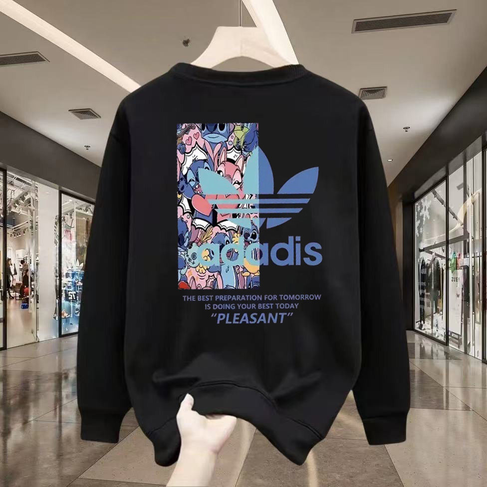 2025新款卫衣男士春秋季加绒圆领休闲时尚潮牌美式休闲百搭上衣男