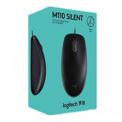 罗技（Logitech）M110鼠标有线鼠标办公鼠标轻音鼠标对称鼠标黑色