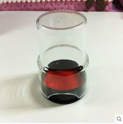 圆公章盒自带印台印泥财务印章盒透明塑料圆形章盒印鉴收纳小盒子