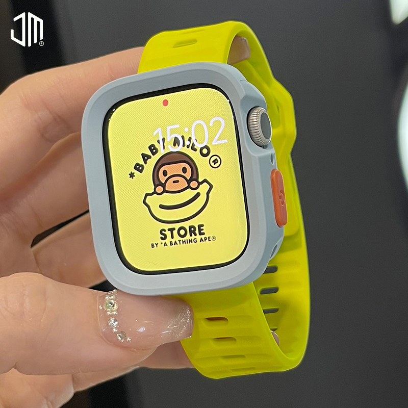 JUNMI适用于苹果手表表带apple watch987654se代iwatch液态硅胶运动表带休闲透气4145mm男女款保护壳半包软壳怎么样,好用不?