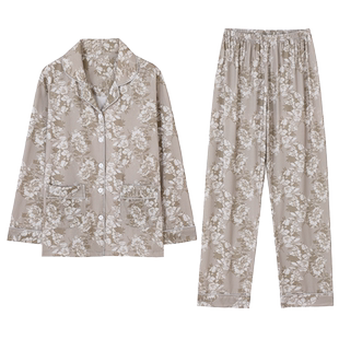 睡衣春秋季女款新款纯棉女式秋款中年妈妈大码秋冬全棉家居服套装