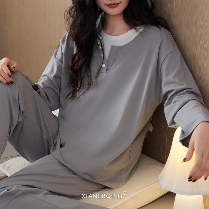 带胸垫睡衣女士春秋款秋季纯棉长袖家居服时尚休闲可外穿大码套装,女士内衣/男士内衣/家居服,睡衣/家居服套装,淘宝优惠券,粉丝福利购,淘宝优惠卷