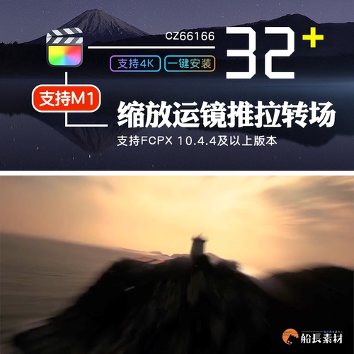 FCPX无缝推拉摇移运镜转场效果常用变焦过渡转场FinalCutProX插件