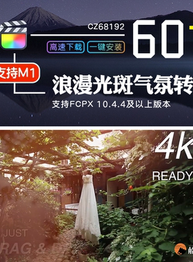 FCPX唯美婚礼蜜月光晕FinalCutProX浪漫气氛光斑视频MV转场插件