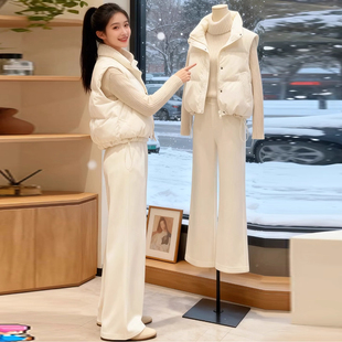 小个子外穿洋气纯色羽绒棉服马甲女秋冬新款大码胖mm无袖坎肩外套