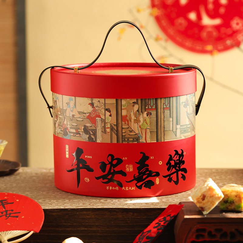 新年包装盒糖果零食盒抱抱桶